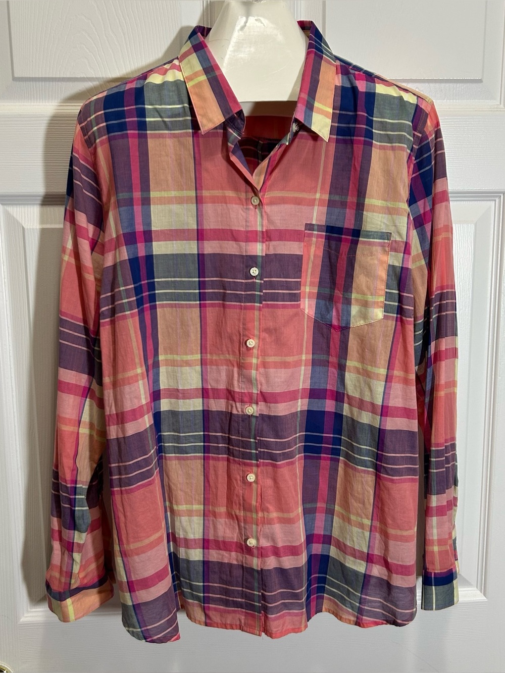 Old Navy Pink and Blue Plaid Button-Down Shirt